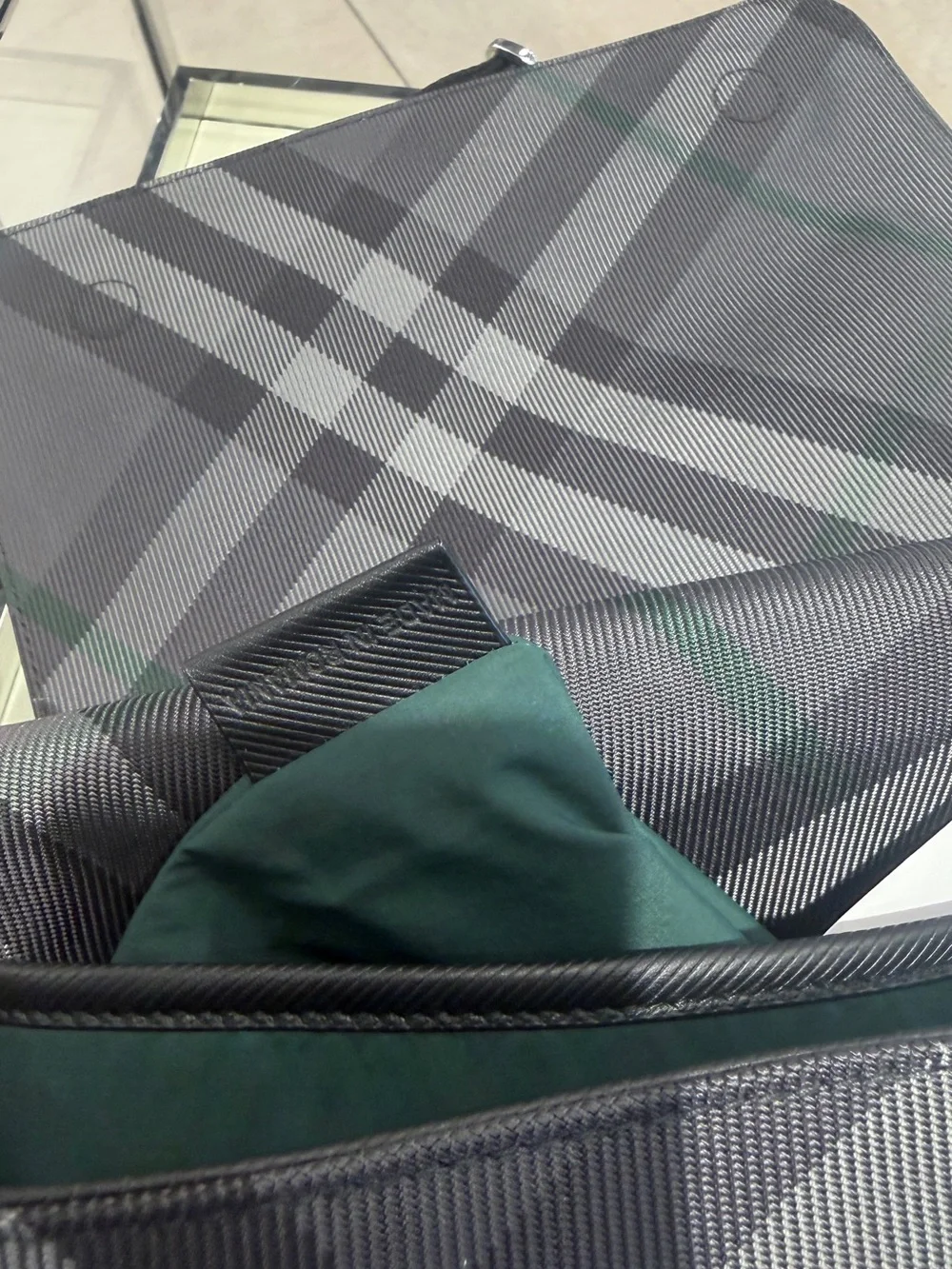 Black Men's Plaid Crossbody Messenger Bag
